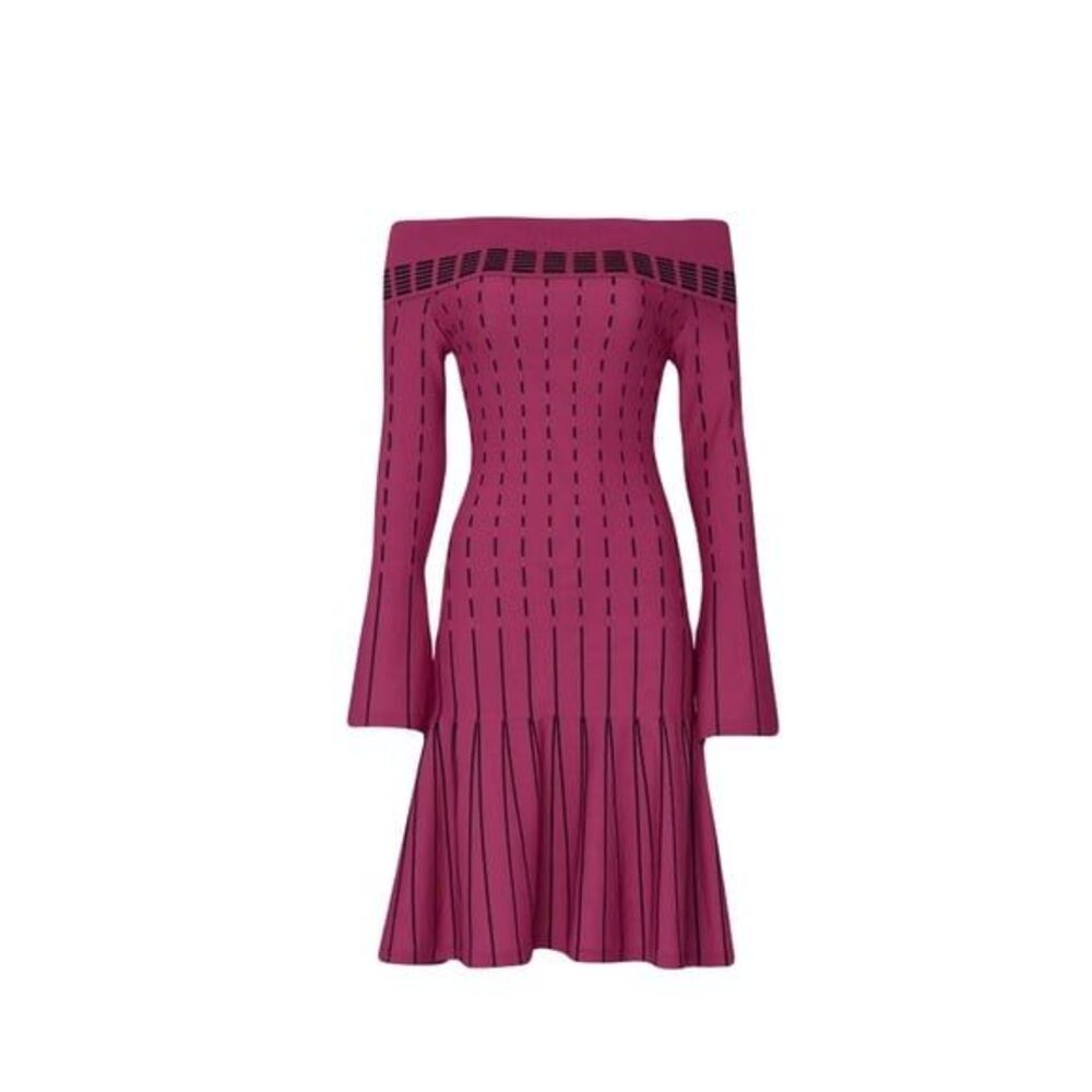 Prabal Gurung Sz 0 Collective Burgundy knit Black detail Pendulum hourglass